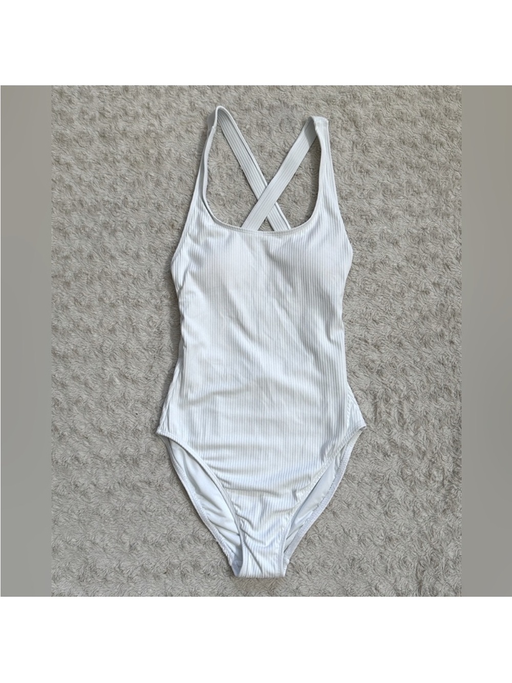 Andie White Ribbed Scoop-Back One-Piece Swimsuit NWT
